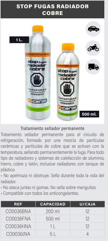 Tapa Fugas Radiador Cobre | Sellador Permanente para Refrigeración – Compatible con Anticongelantes - Imagen 2