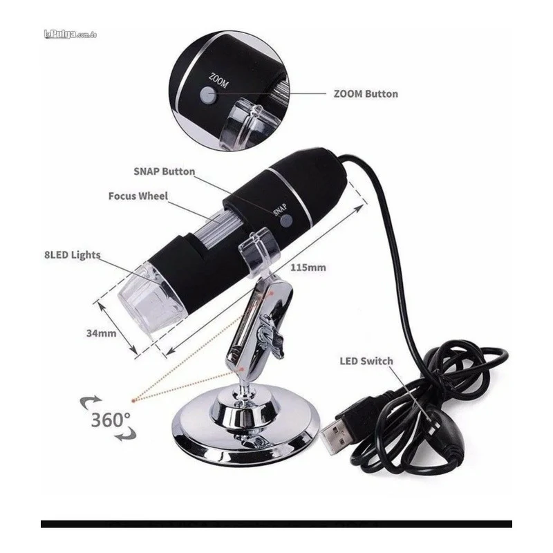 Microscopio Digital Usb 1600x Con Luz Led - Imagen 3