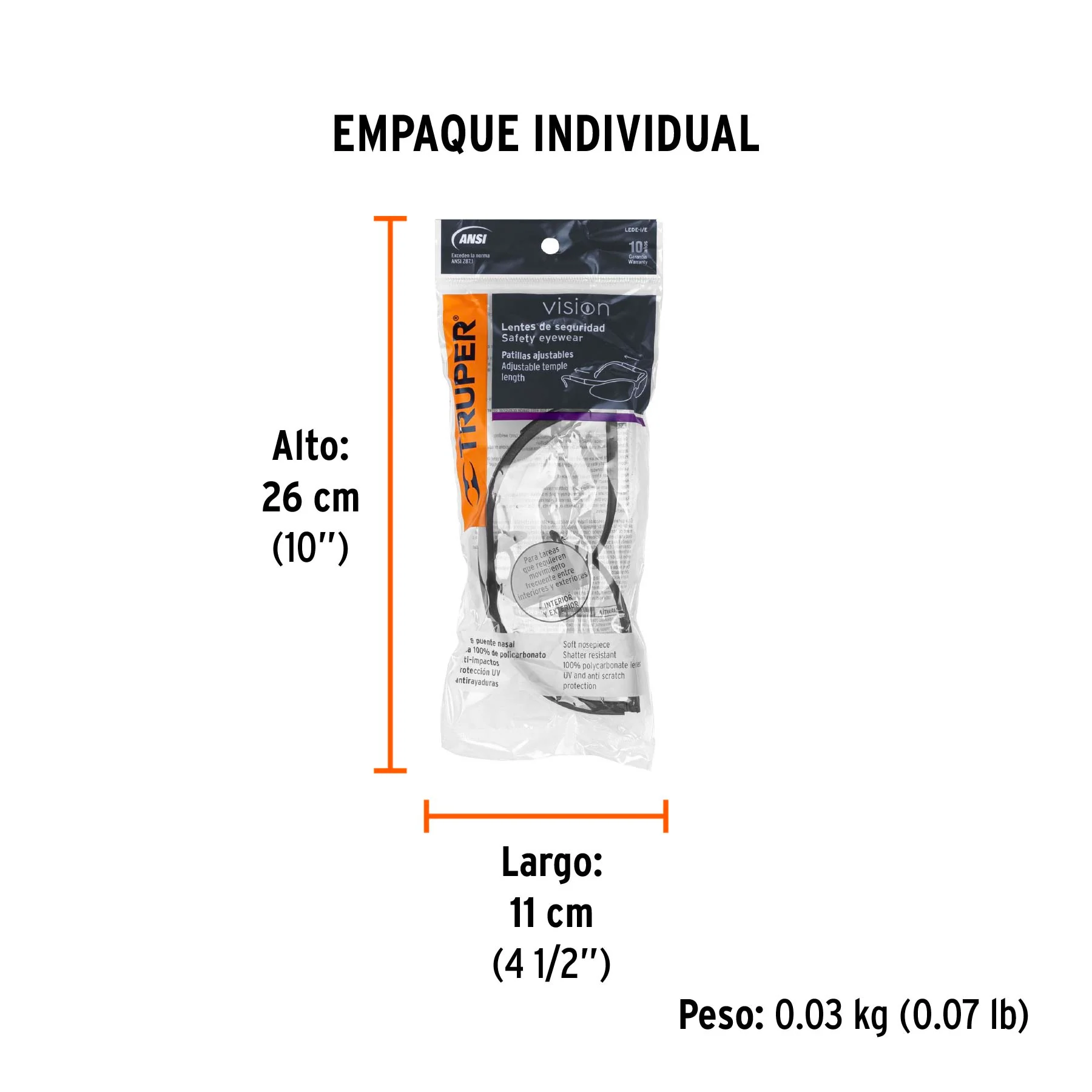 Lentes de seguridad interior-exterior, Truper - 10824 - Imagen 3