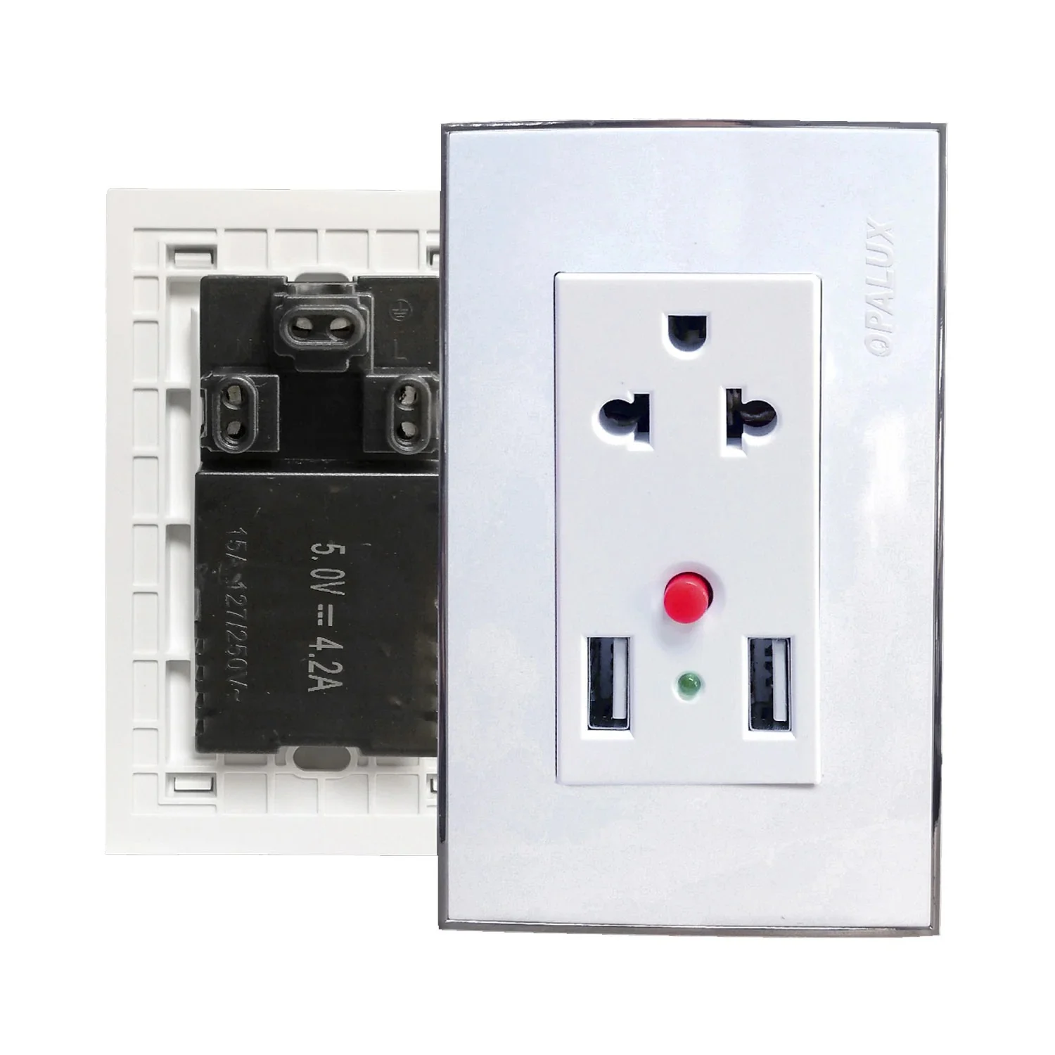 Tomacorriente Universal + USB Doble OP-1294 OPALUX - Imagen 2